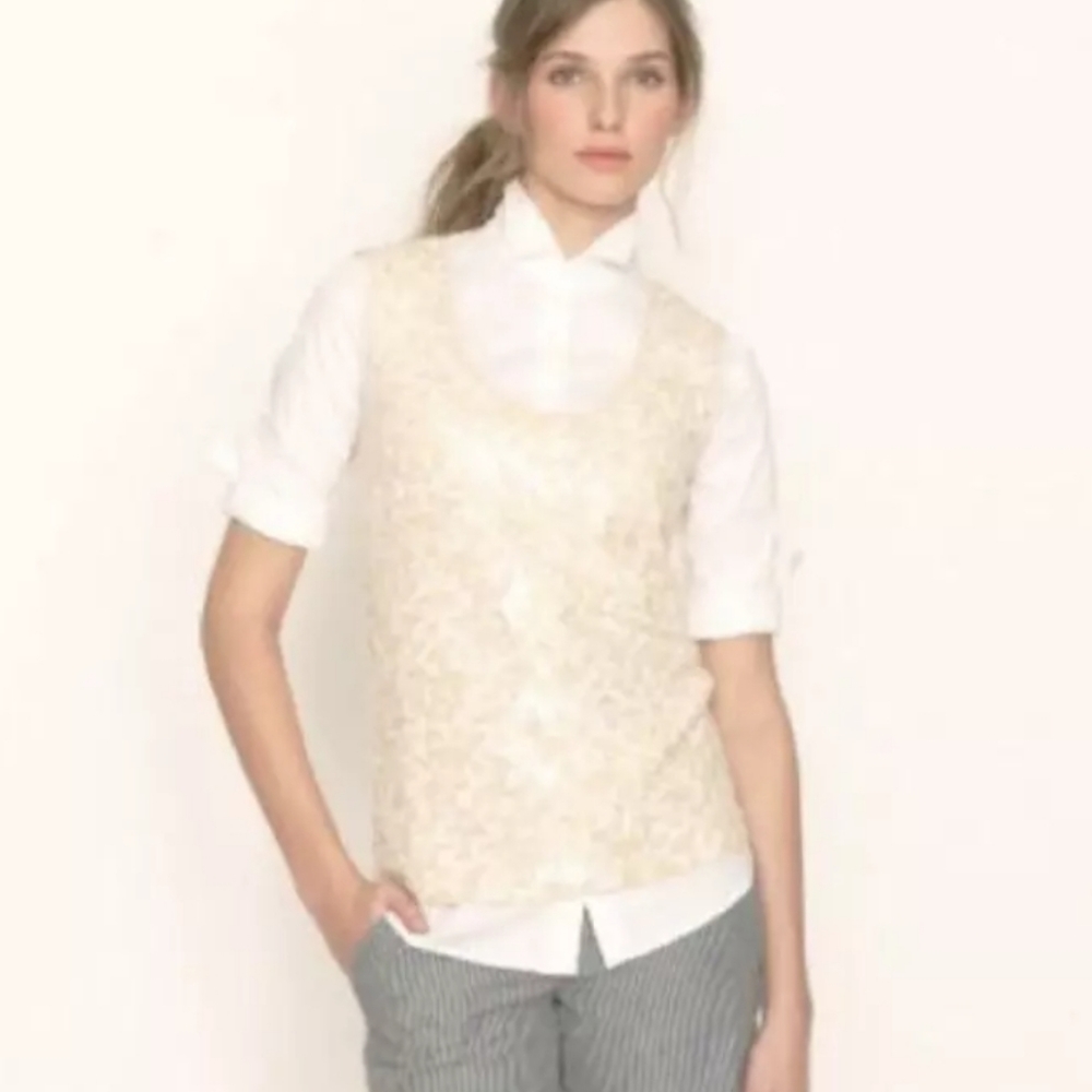 JCREW M Ivory Sequin Tanktop